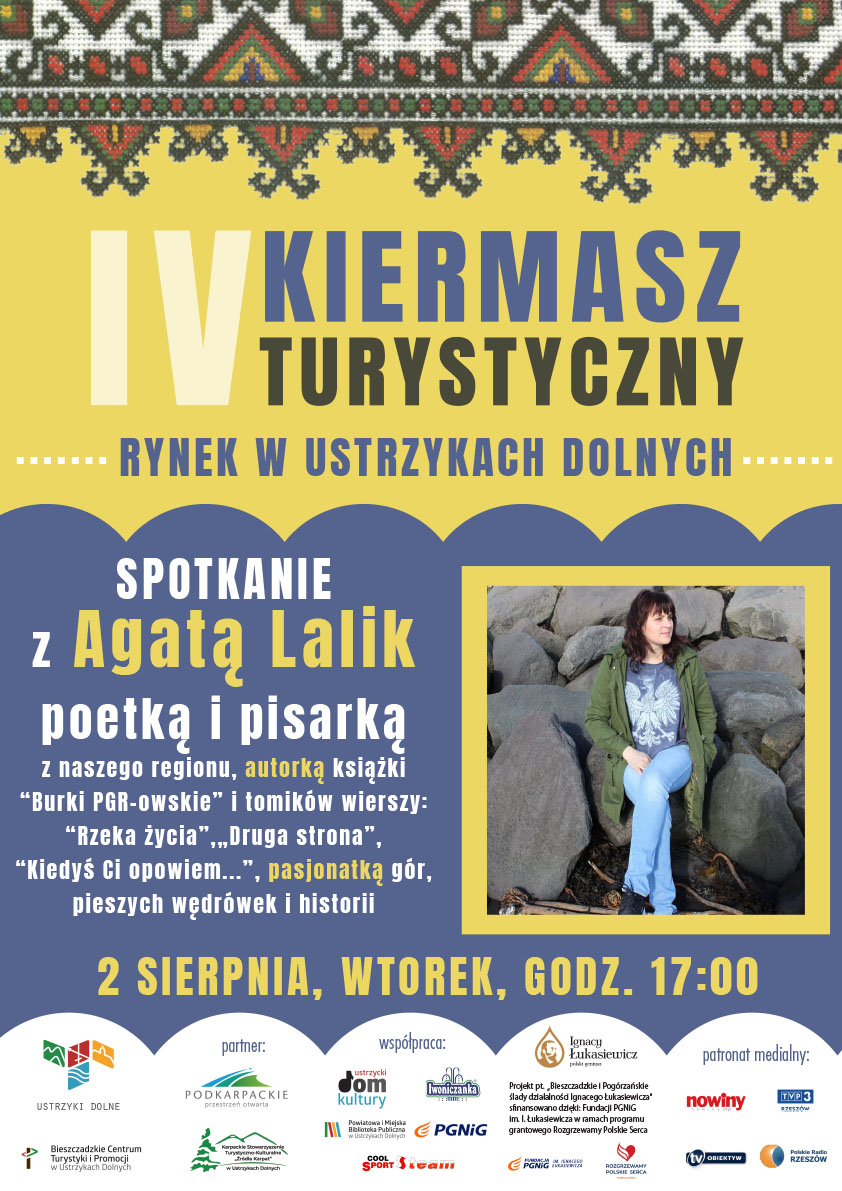 plakat - spotkanie z Agatą Lalik w ramach IV Kiermaszu Turystycznego