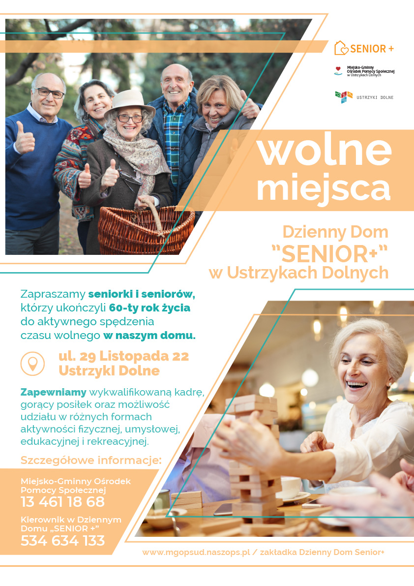 plakat wolne miejsca w Dziennym Domu Senior +